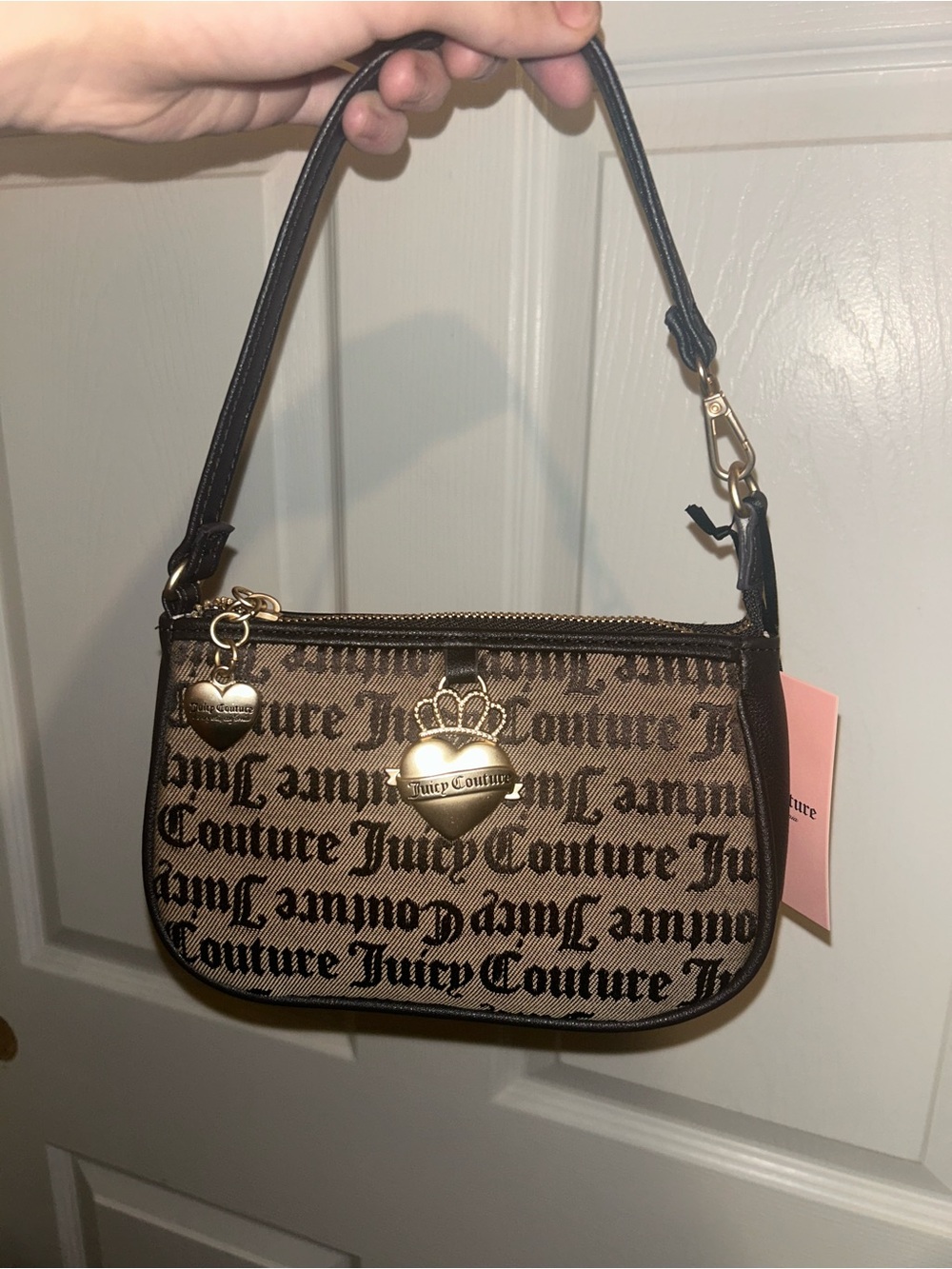 Juicy Couture Brown Logo Mini Shoulder Bag with Gold Accents